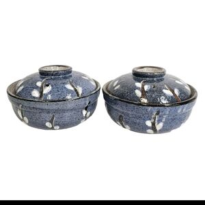 Japanese Handpainted Blue Earthenware Cooking Dinnerware Kitchen Wear Rice Bowls